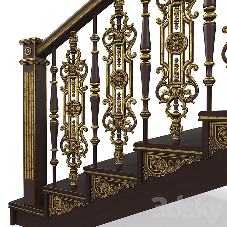 wooden stairs 002 3D Model Free