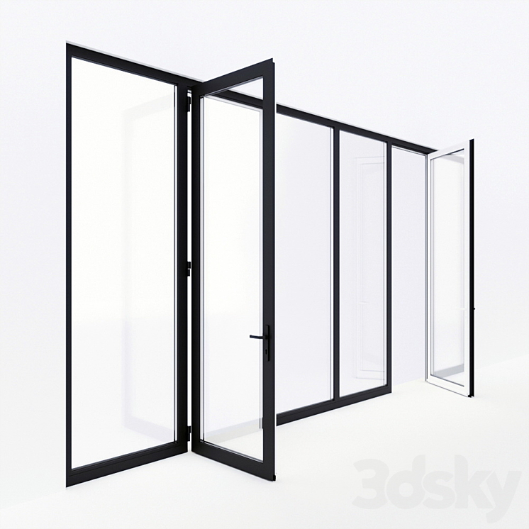 Balcony door Alumil 3D Model