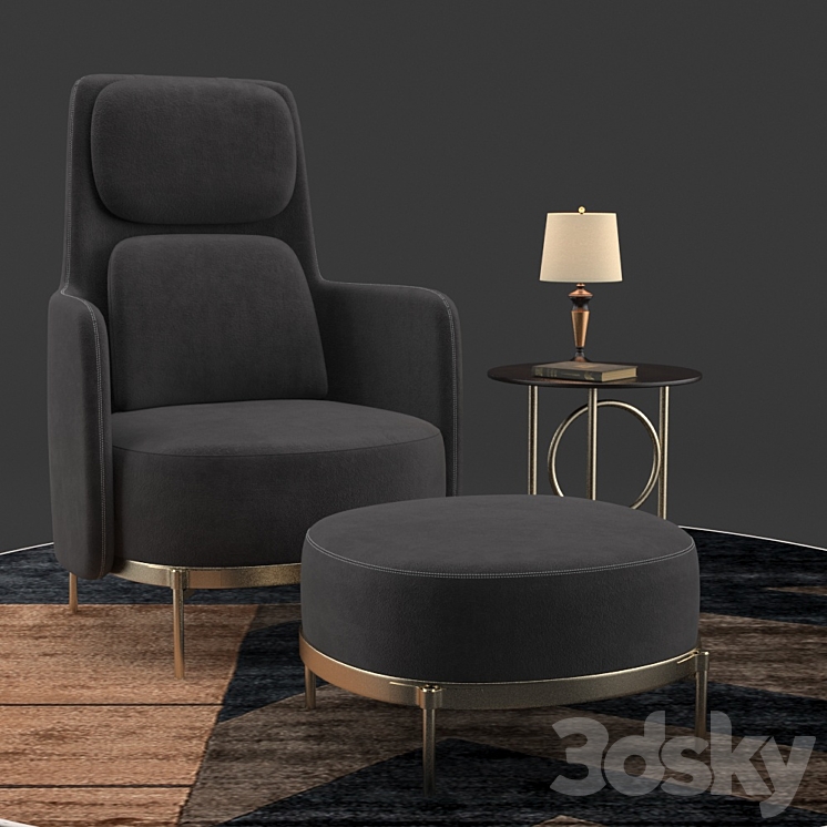 Minotti tape dark set 3D Model