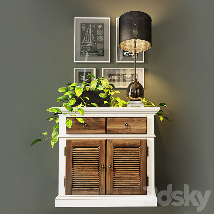Cabinet (chest of drawers) Folk. Wellige 3DS Max - thumbnail 1