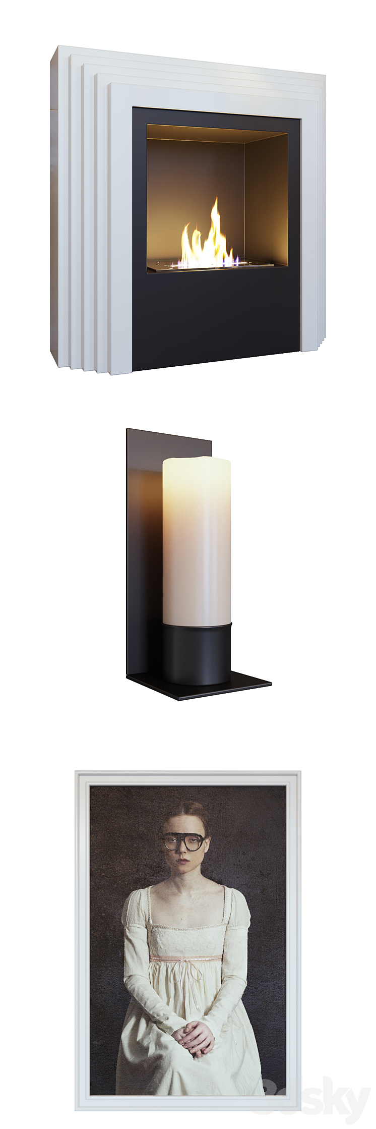 Fireplace sconce picture decor and mirror panel (Fireplace sconce picture and decor YOU) 3D Model