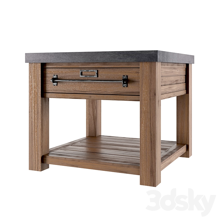 Bath Table Early 20th C. Zinctop Mercantile Table 3D model