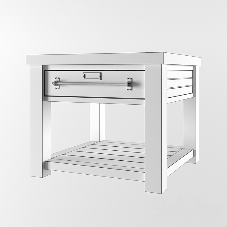 Bath Table Early 20th C. Zinctop Mercantile Table 3D model