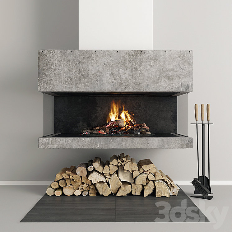 Fireplace modern 33 3DS Max - thumbnail 1