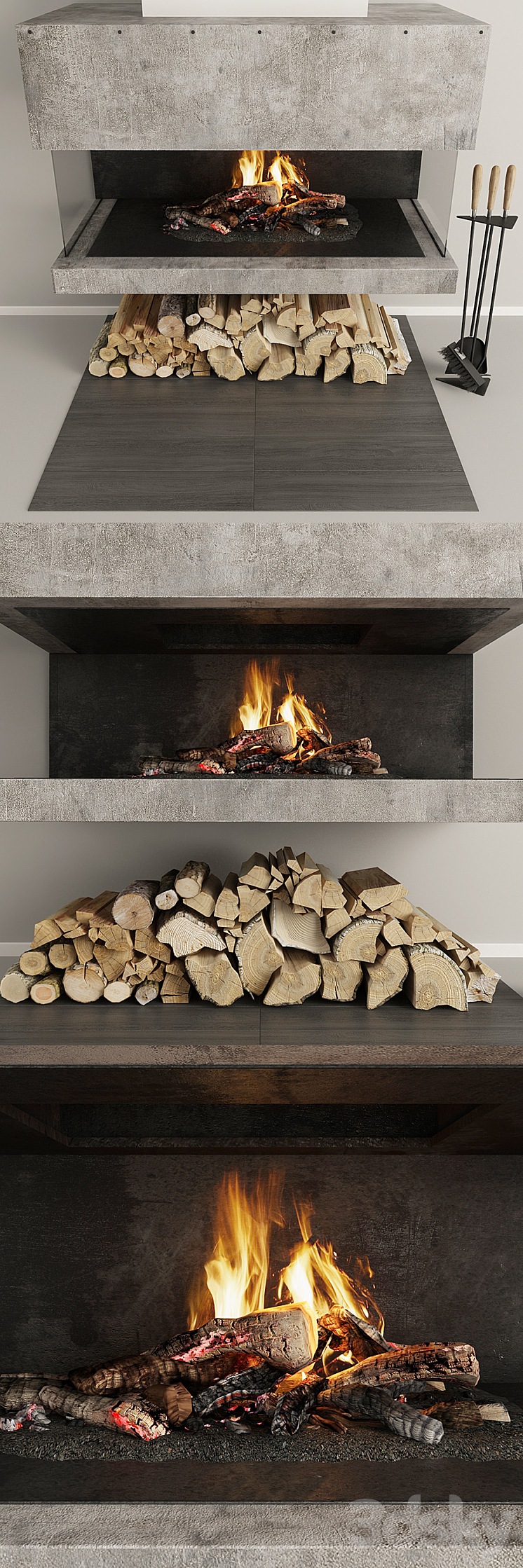 Fireplace modern 33 3DS Max - thumbnail 2