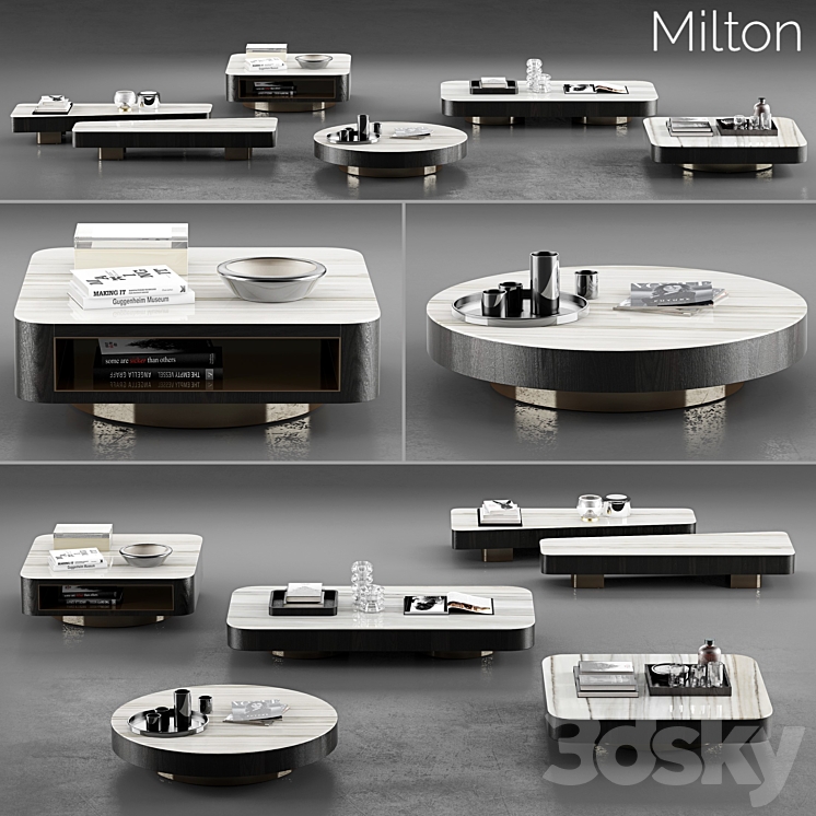 Minotti Milton Coffee Tables 3DS Max - thumbnail 1