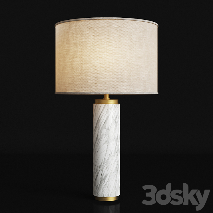 Cylindrical Column Marble Table Lamp 3D Model