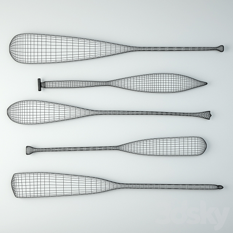 Vintage Oars and Paddles 3DS Max - thumbnail 2