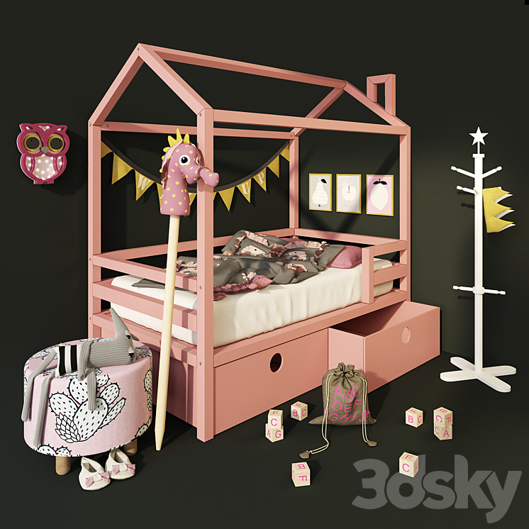 Baby Crown moon pine 160X90. Dream house 3D Model