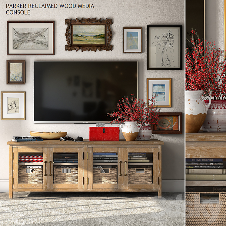 Pottery barn PARKER MEDIA CONSOLE 3DS Max - thumbnail 1
