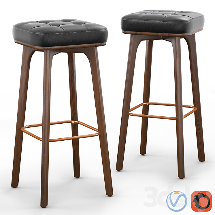 Cult Living Winchester Solid Bar Stool 3DS Max - thumbnail 1
