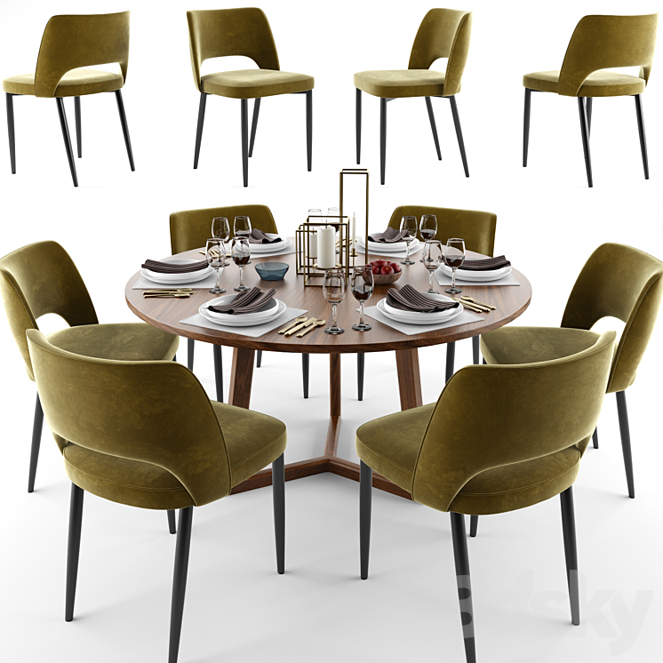Dining Table Chair Set 3DS Max - thumbnail 1