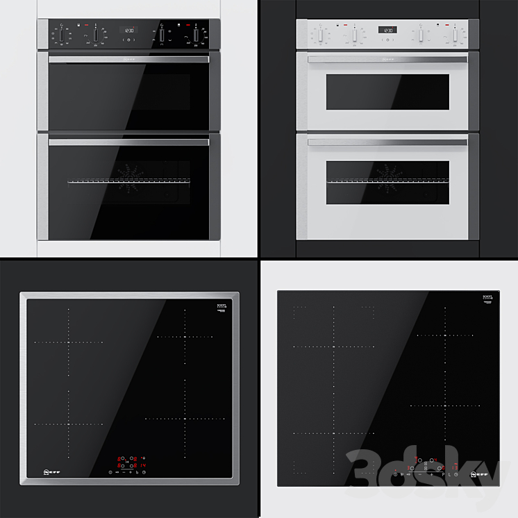 Neff – dual ovens J1ACE2HN0B J1ACE2HW0B and cooking surfaces T36BB40N0 T46FD53X0 3DS Max - thumbnail 1
