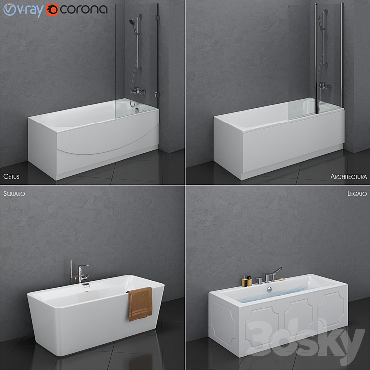 Bath set Villeroy & Boch set 23 (Architectura Cetus Legato Squaro) 3DS Max - thumbnail 1