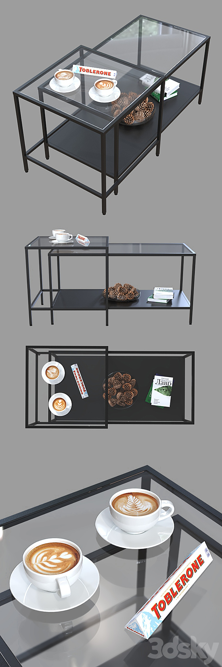 A set of tables IKEA Vitsё. 3D Model