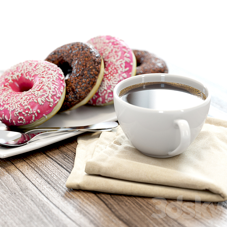 Coffee shop | Donuts set 02 3D Model