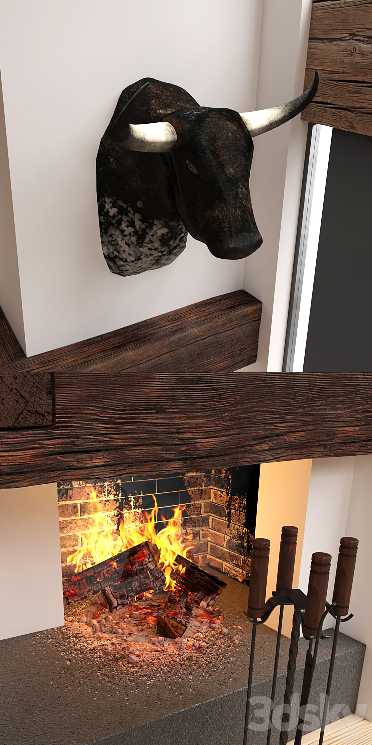 Corner fireplace 3D Model