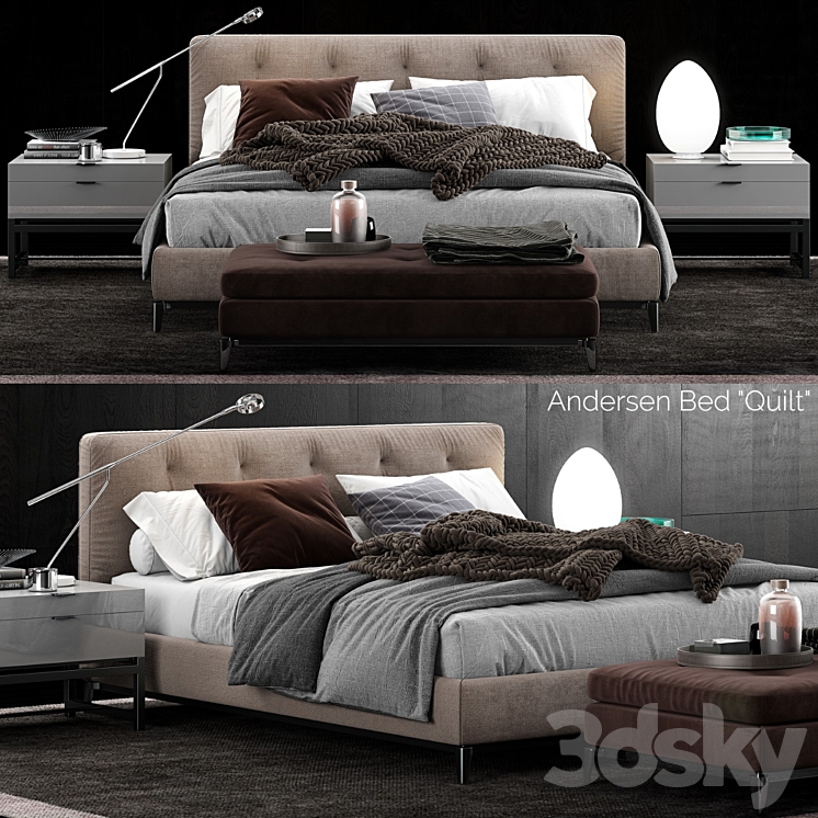 Minotti Andersen Bed Quilt 3DS Max - thumbnail 1
