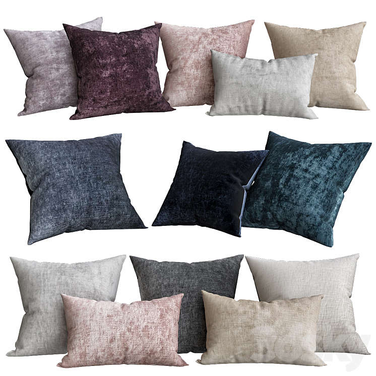 Italian Lustrous Velvet Pillow Cover Lumbar Pillows 3D model