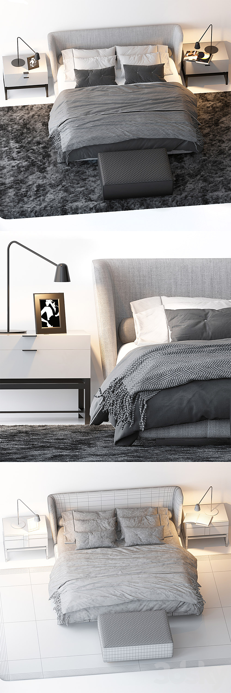 BED BY MINOTTI 6 3D Model