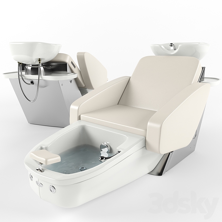 Maletti Mercury Air Massage wash unit with pedicure bowl 3DS Max - thumbnail 1