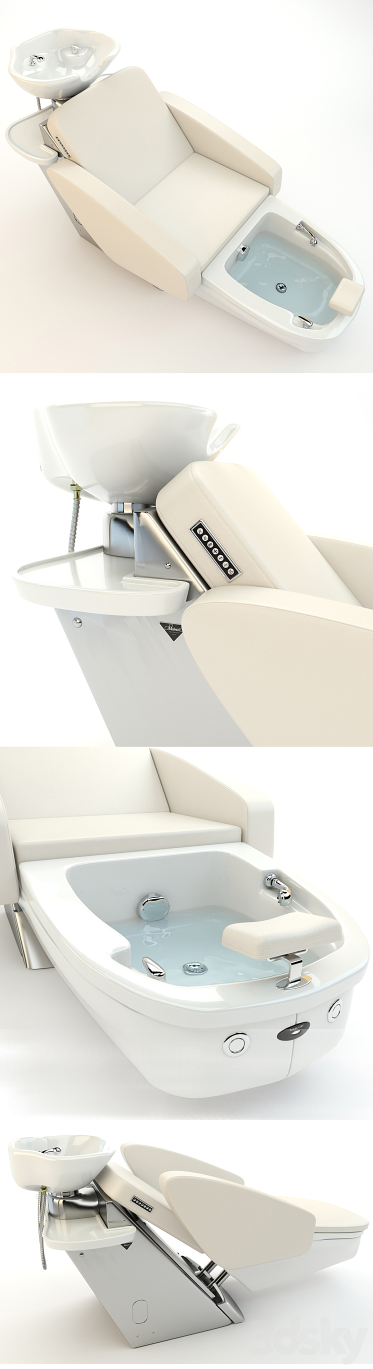 Maletti Mercury Air Massage wash unit with pedicure bowl 3DS Max - thumbnail 2