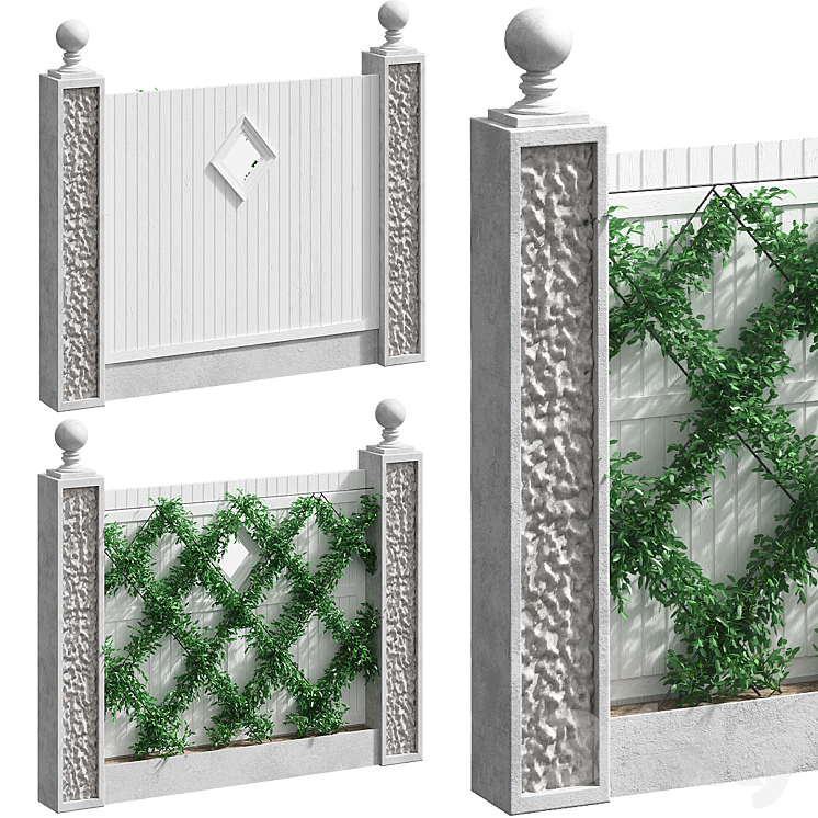 Fence with landscaping 3DS Max - thumbnail 1