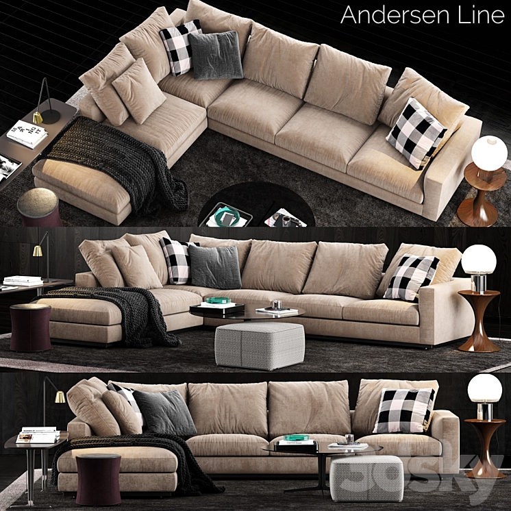 Minotti Andersen Line Sofa 2 3DS Max - thumbnail 1