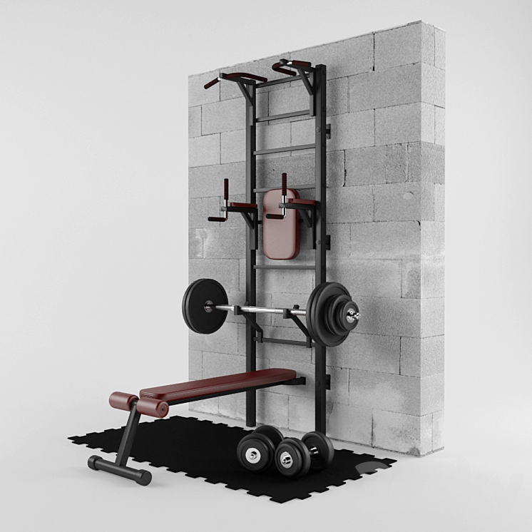 Gym room 3DS Max Model - thumbnail 1