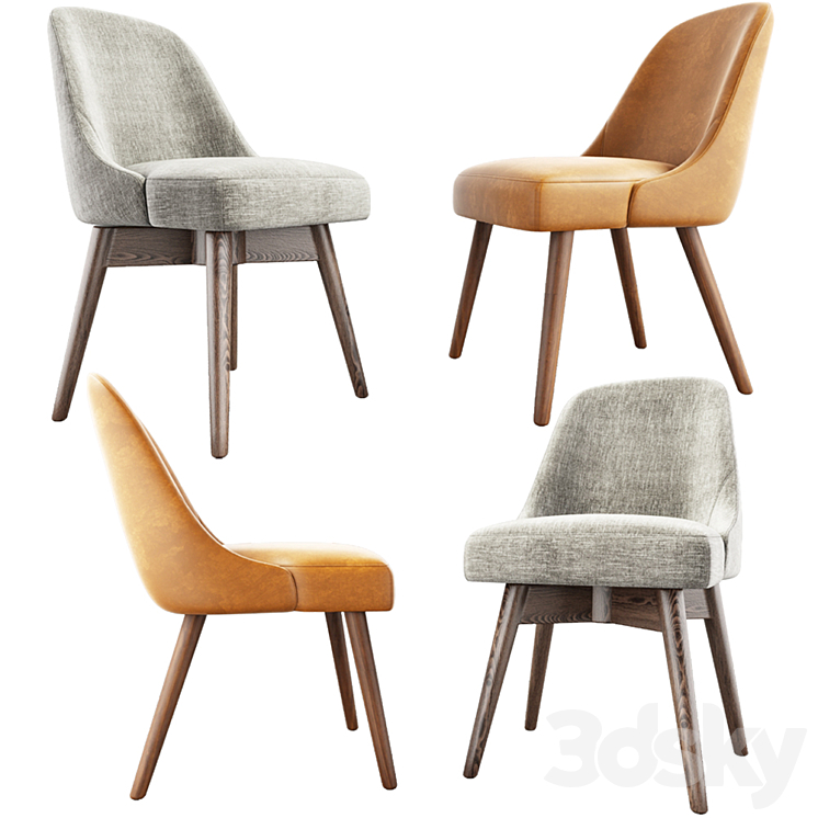 West Elm Mid-Century Dining Chair Set 3DS Max - thumbnail 1