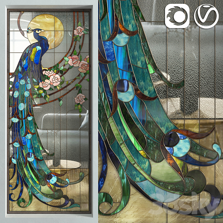 Stained Glass Peacock 3DS Max - thumbnail 1