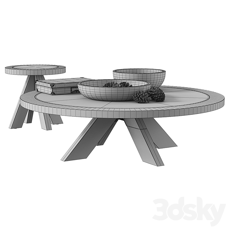 Restoration Hardware \/ 1960S French X-Base Round Table 3DS Max - thumbnail 2