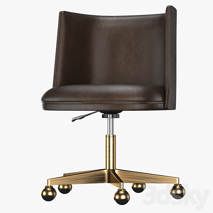 KINNEY LEATHER DESK CHAIR – ANTIQUED BRASS 3DS Max - thumbnail 1