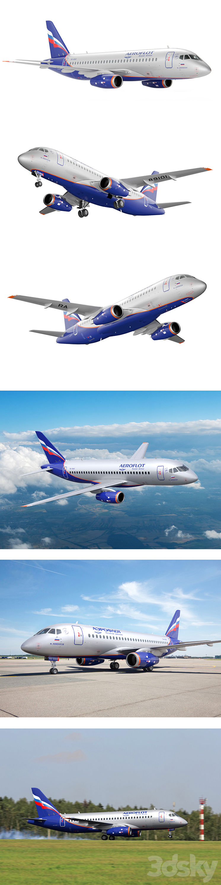 Aircraft SSJ-100 Aeroflot 3DS Max - thumbnail 2