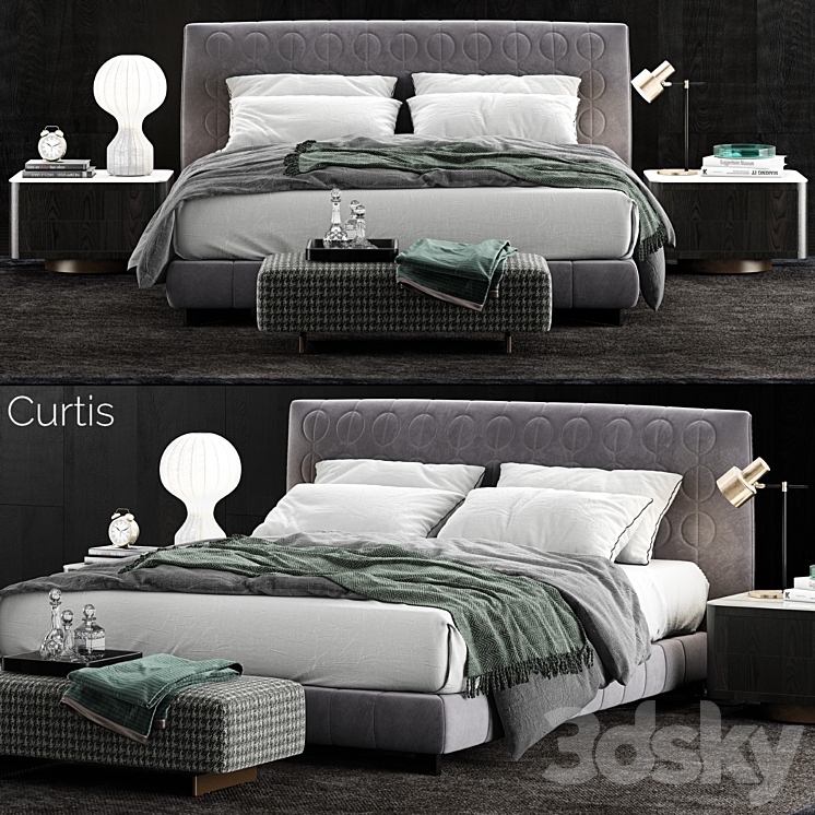 Minotti Curtis Bed 2 3DS Max - thumbnail 1
