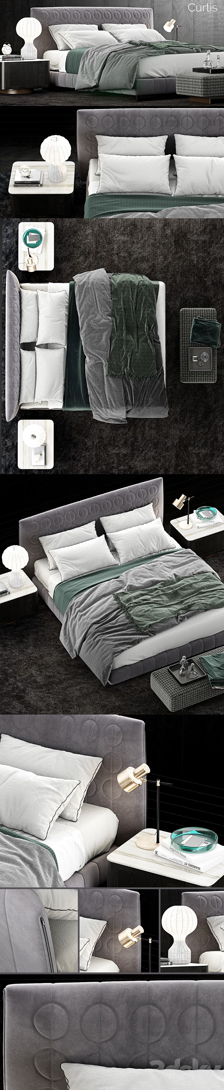Minotti Curtis Bed 2 3DS Max - thumbnail 2