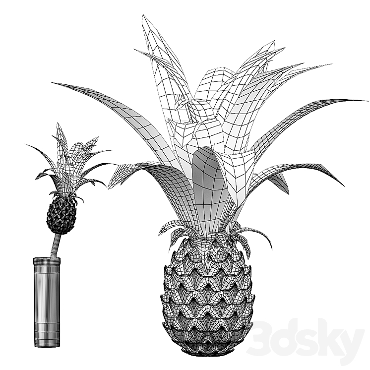 Decorative Pink Pineapple 3DS Max - thumbnail 2