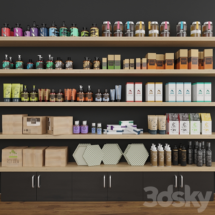 Collection set of cosmetics for beauty salons or shops. Make up 3DS Max - thumbnail 1