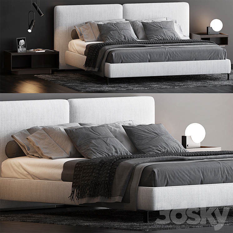 BED BY MINOTTI 8 3DS Max - thumbnail 1