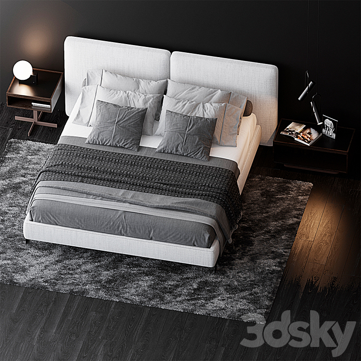 BED BY MINOTTI 8 3DS Max - thumbnail 2