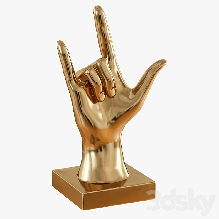 Figurine hand rock on table top 3DS Max - thumbnail 2