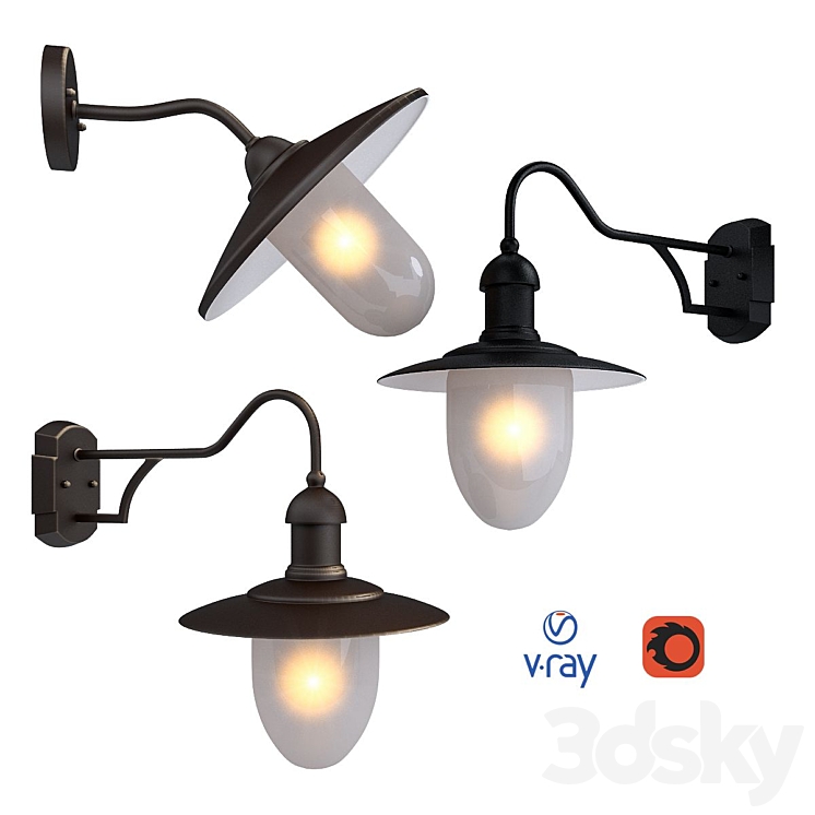 ARUBA outdoor lighting wall lamps from the company LUCIDE Belgium. 3DS Max - thumbnail 1