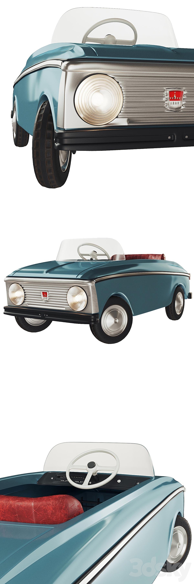 Pedal car Moskvich 3D Model