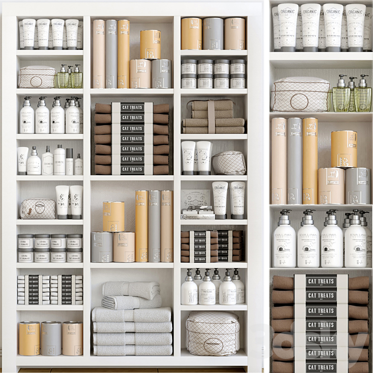 Cabinet with a collection of white cosmetics 3. Make Up and bathroom accessories 3DS Max - thumbnail 1