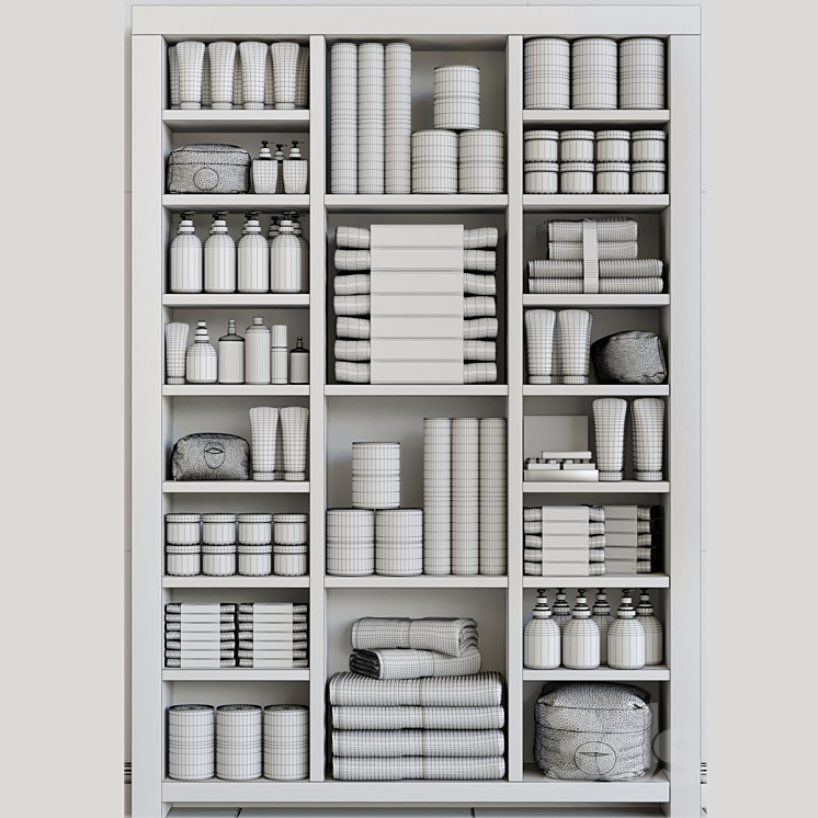 Cabinet with a collection of white cosmetics 3. Make Up and bathroom accessories 3DS Max - thumbnail 2