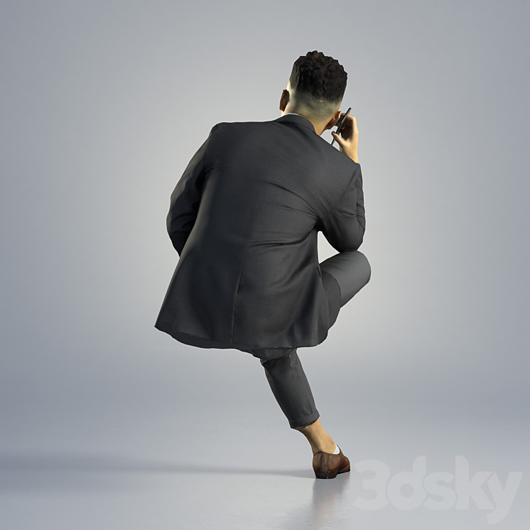 Man Kevin Business Sitting 002 3D Model