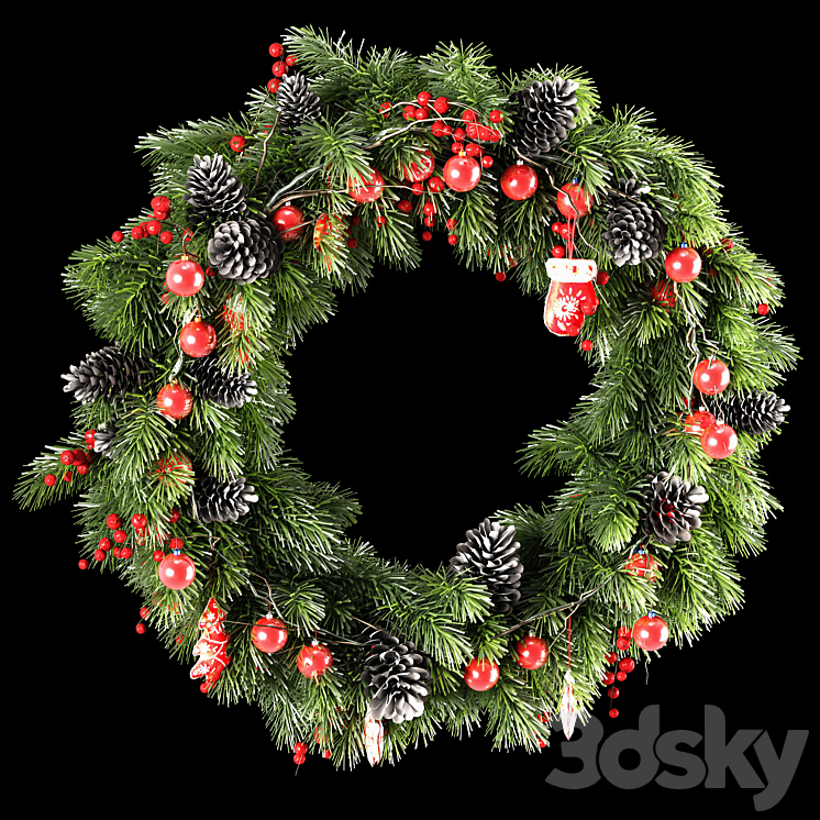 Christmas wreath 3DS Max - thumbnail 1