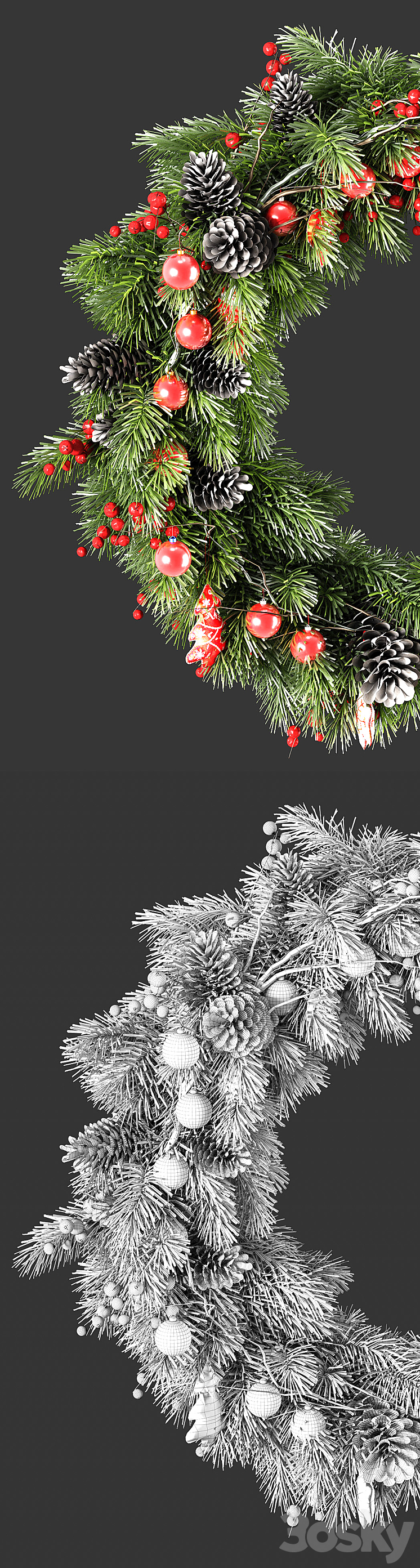 Christmas wreath 3DS Max - thumbnail 2