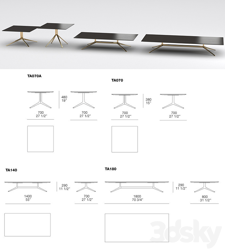 Tavolini Mondrian tables set-2 3D Model