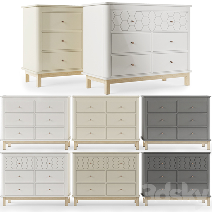 Еllipse-classic \\ Classic chest 6 drawers [White milky gray] with milling. 3DS Max - thumbnail 1